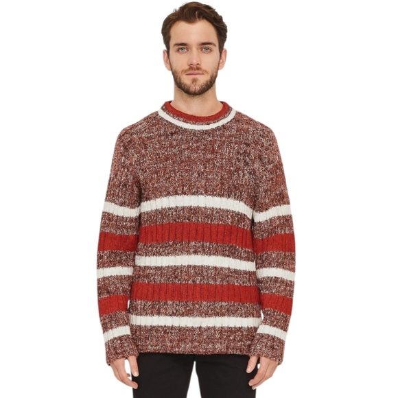 Vintage 70's Broadway University‎ Shop Fall Colors Striped Aycrlic Sweater